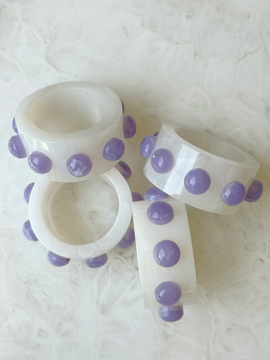 Paris Resin Napkin Rings - Snow / Grape (sold individually)