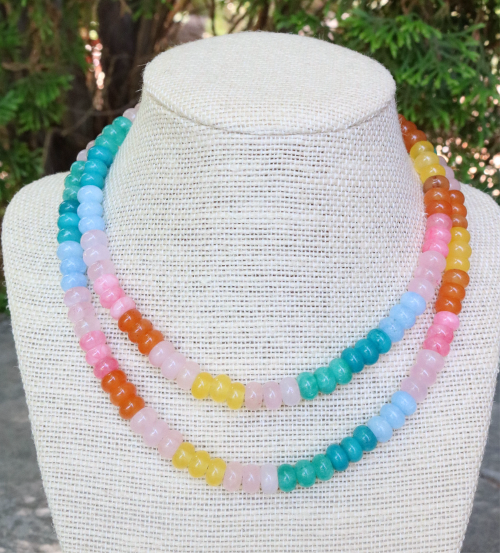Remi Rainbow Beaded Necklace 15” (Little Ladies)