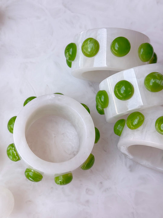 Paris Resin Napkin Rings (sold individually)- Snow / Lime
