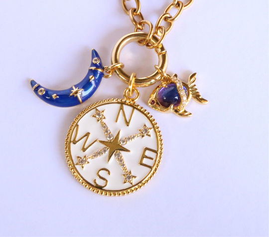 Compass Charm - White