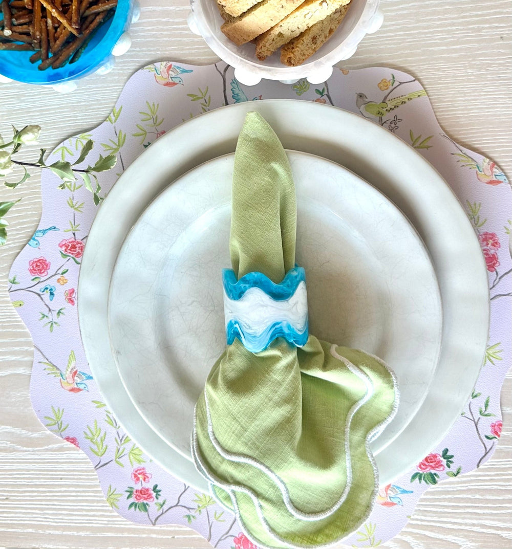 Monterrey Resin Napkin Rings - Snow / Blueberry (sold individually)