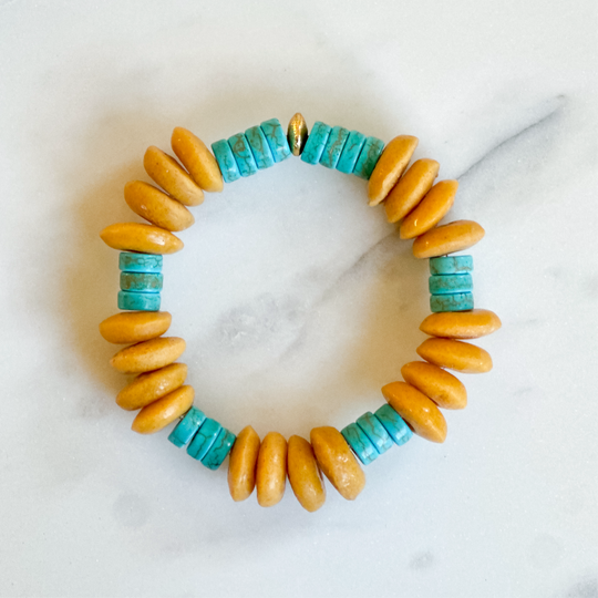 Julia Ashanti Bracelet - Orange & Turquoise