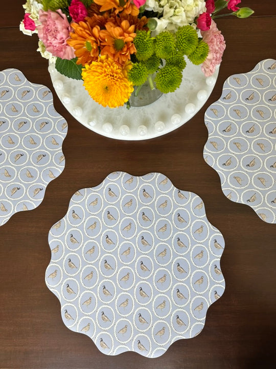 Wipeable Reversible Placemat - Meadow & Quail
