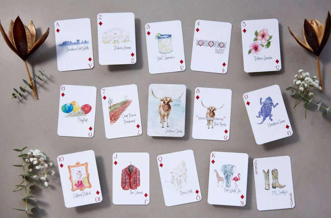 Watercolor Playing Cards - Cowtown (Fort Worth)