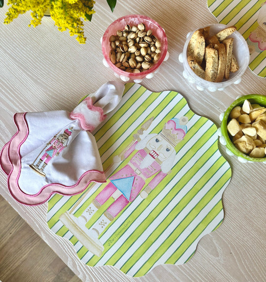 Wipeable Reversible Placemat - Nutcracker + Holly