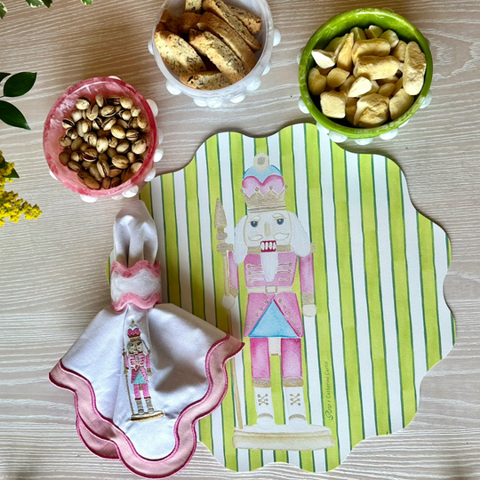 Wipeable Reversible Placemat - Nutcracker + Holly