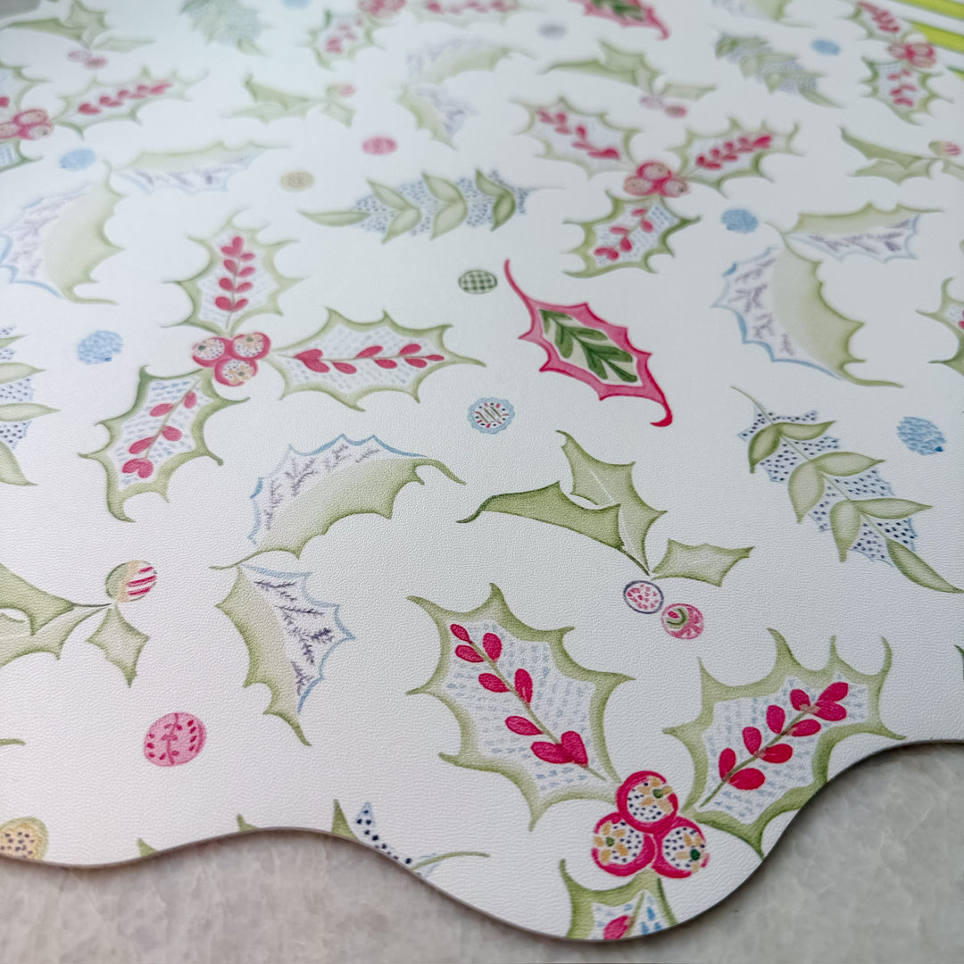 Wipeable Reversible Placemat - Nutcracker + Holly