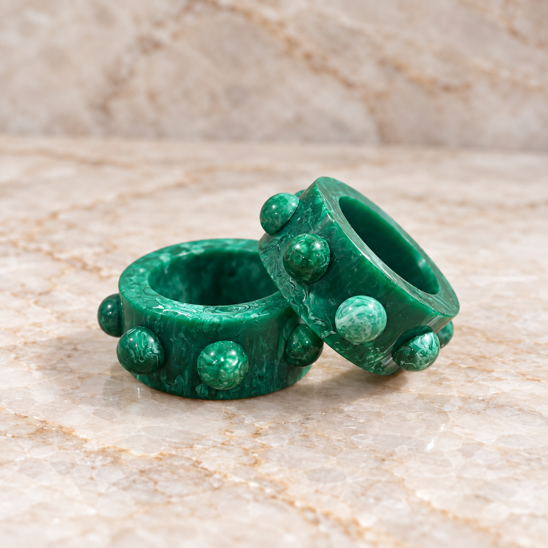 * Preorder * Paris Resin Napkin Rings - Emerald (set of 2)