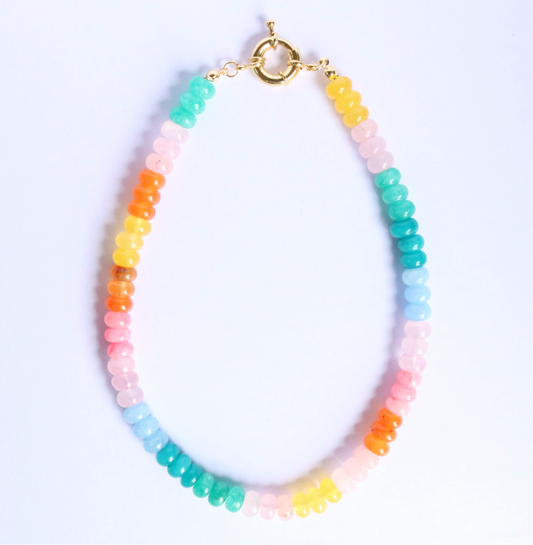 Remi Rainbow Beaded Necklace 14” (Little Ladies)