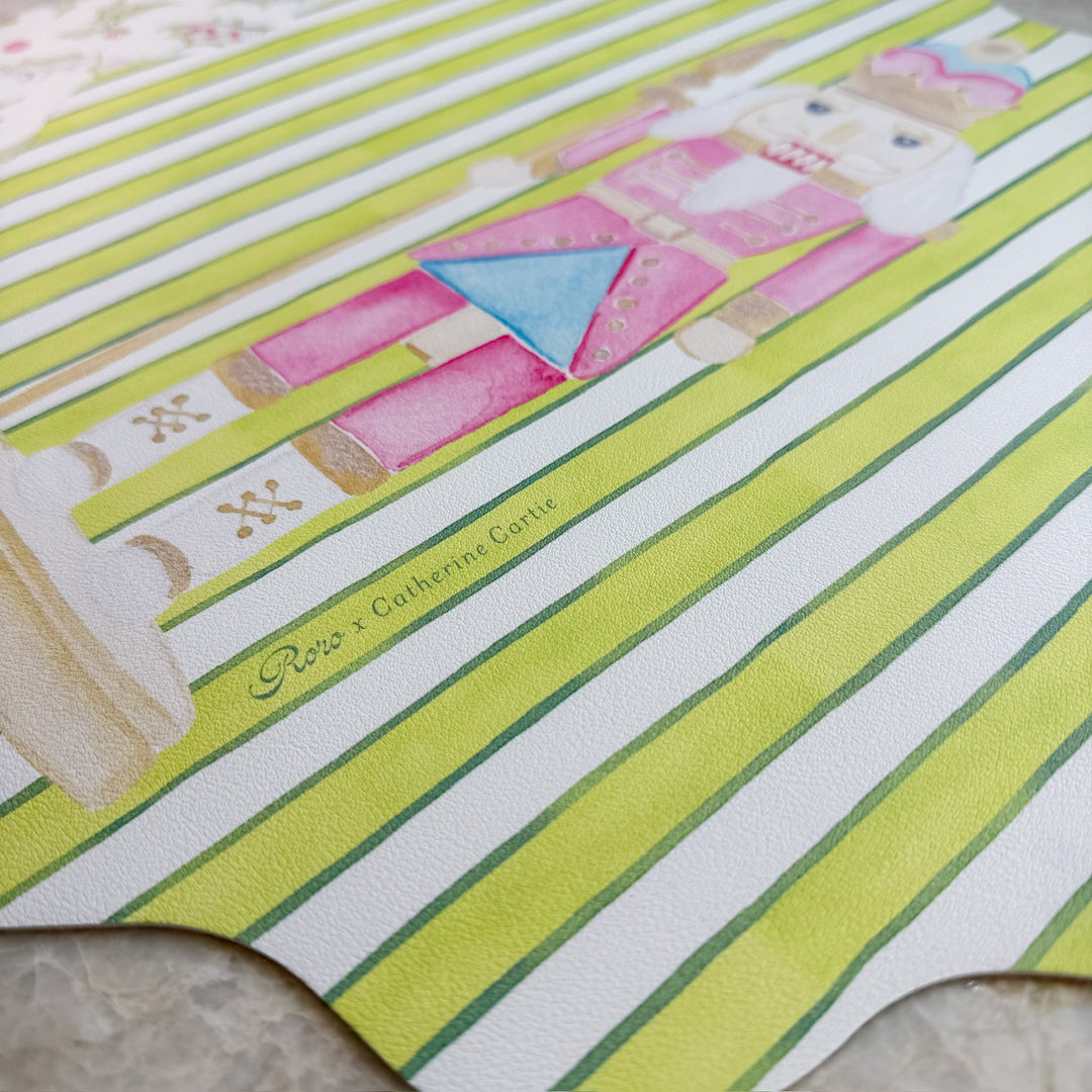 Wipeable Reversible Placemat - Nutcracker + Holly