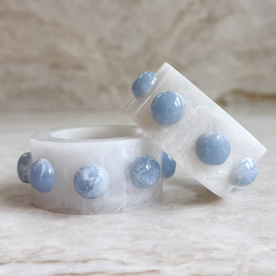 Paris Resin Napkin Rings - Frost / Sky (set of 2)
