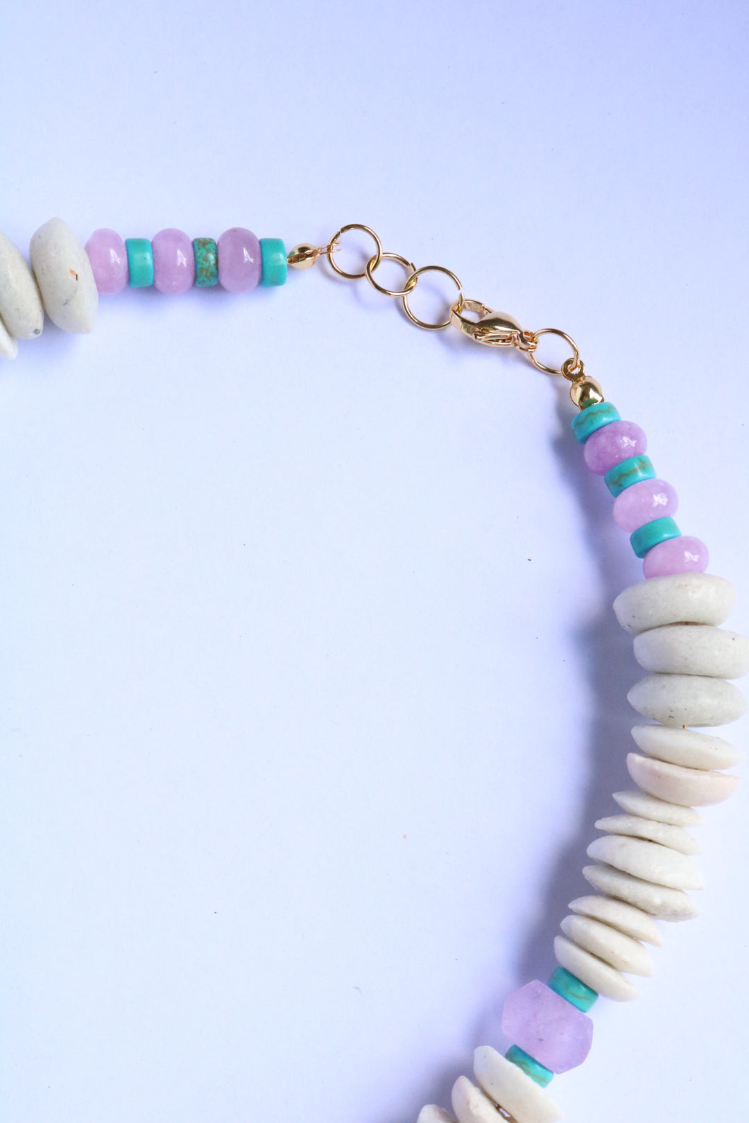 Janie Beaded Necklace - White & lavender