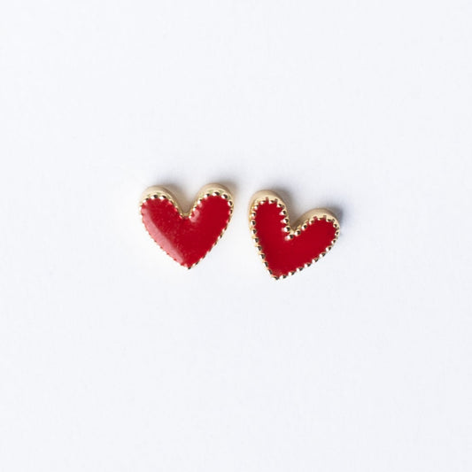 Rori Heart Stud - Red