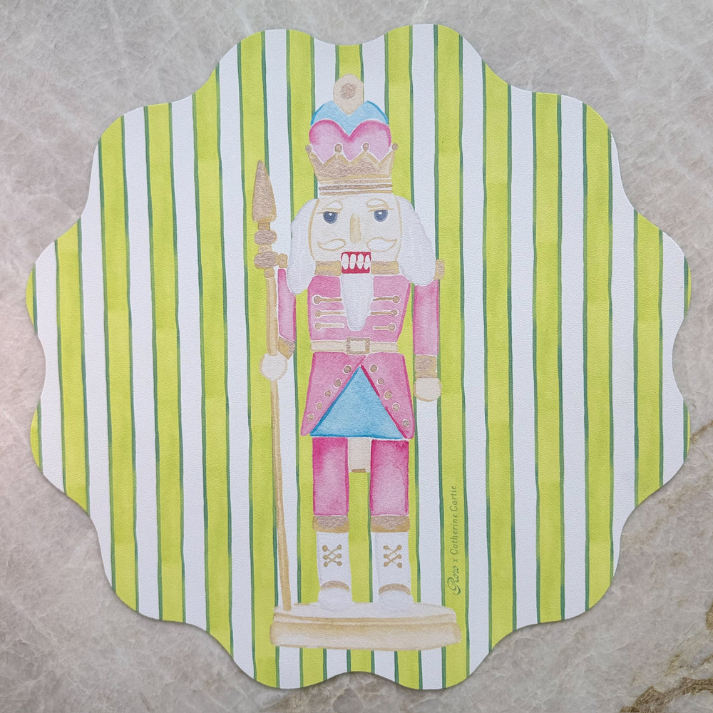 Wipeable Reversible Placemat - Nutcracker + Holly