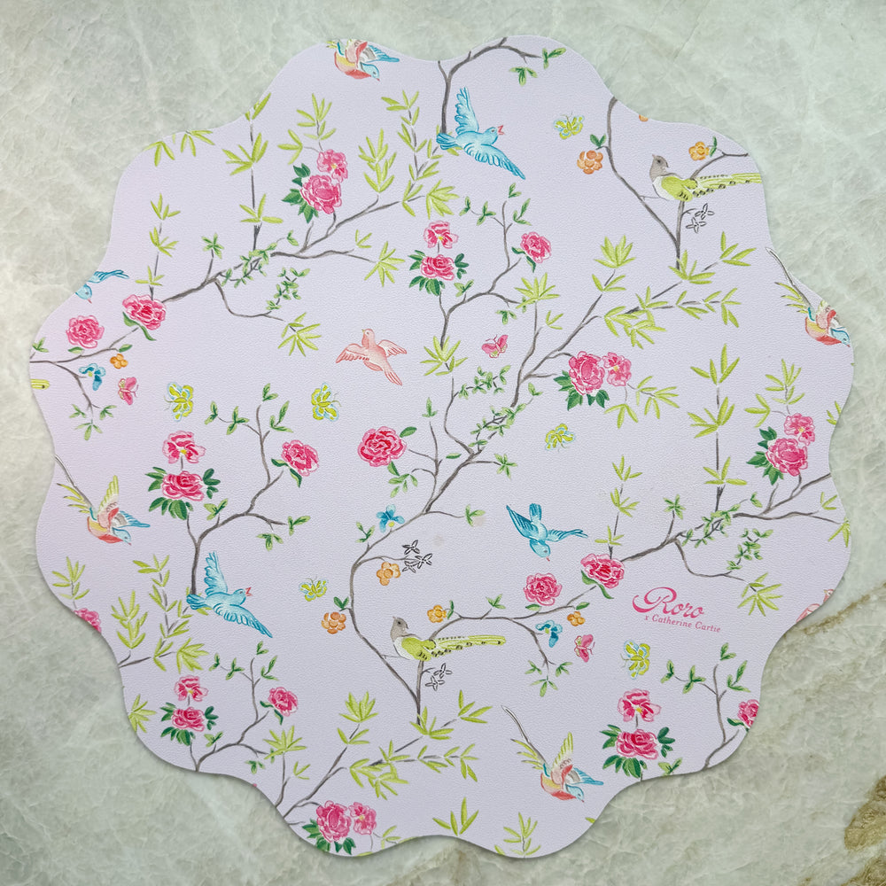 Wipeable Reversible Placemat - Purple Thistle + Lavender Chinoiserie