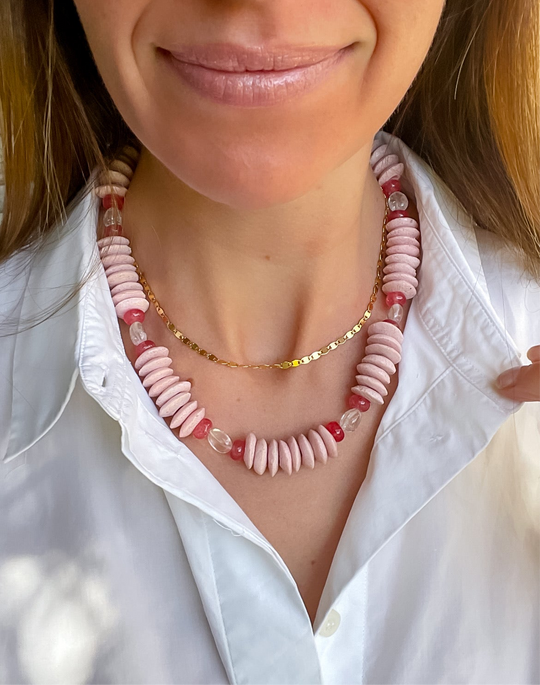 Josie Beaded Necklace - Pink