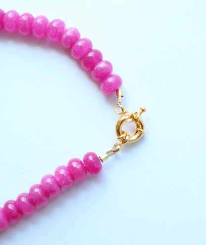 Olivia Beaded Necklace - Hot Pink