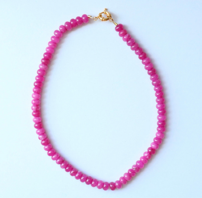 Olivia Beaded Necklace - Hot Pink