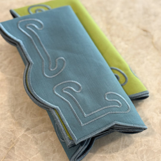 20” Reversible Napkins - Slate Blue + Pistachio (set of 2)