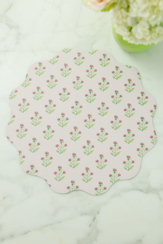 Wipeable Reversible Placemat - Purple Thistle + Lavender Chinoiserie