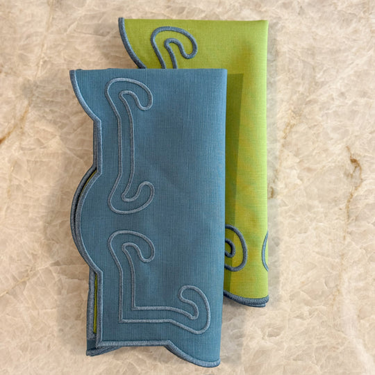 20” Reversible Napkins - Slate Blue + Pistachio (set of 2)