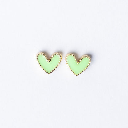 Rori Heart Stud - Light Green