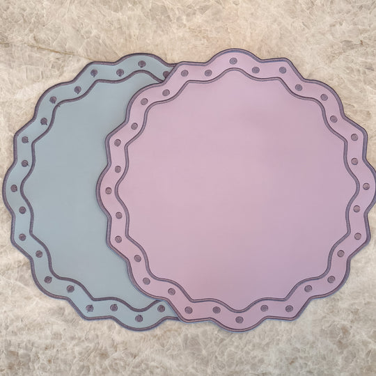 Wipeable Reversible Embroidered Placemats - Lavender + Mist (Set of 2)