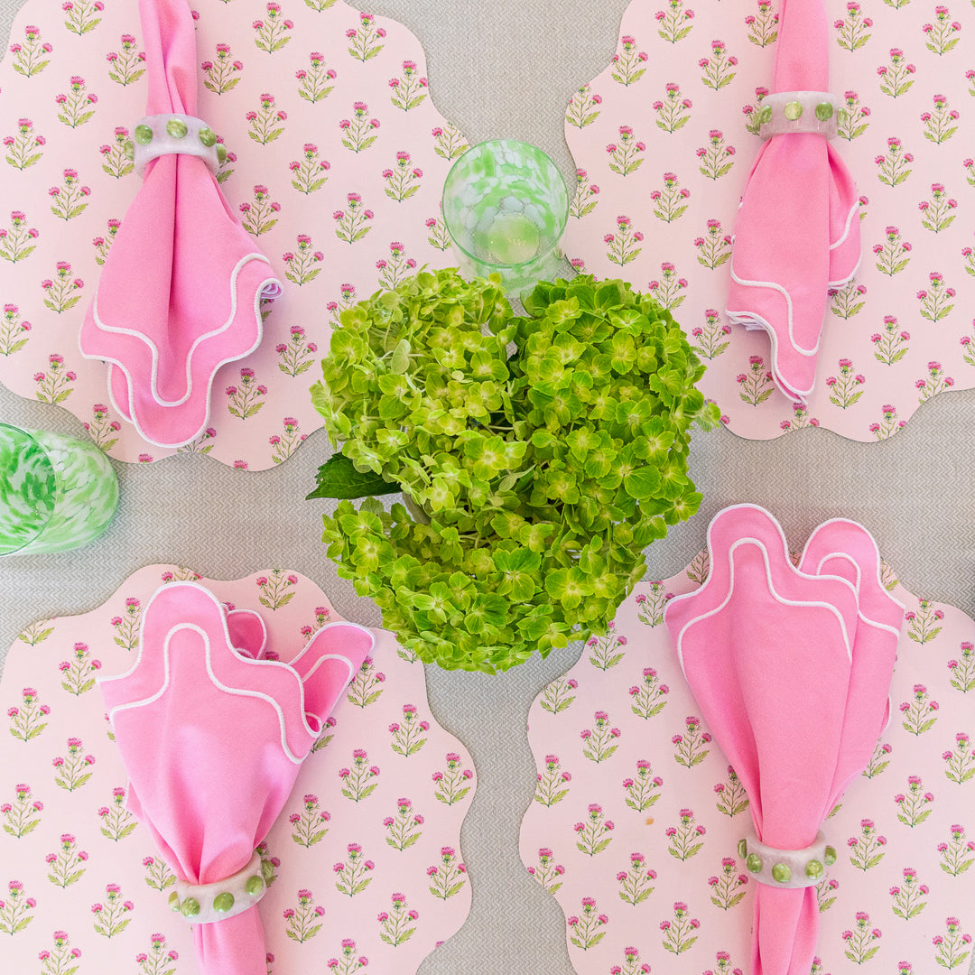 Wipeable Reversible Placemat - Purple Thistle + Lavender Chinoiserie