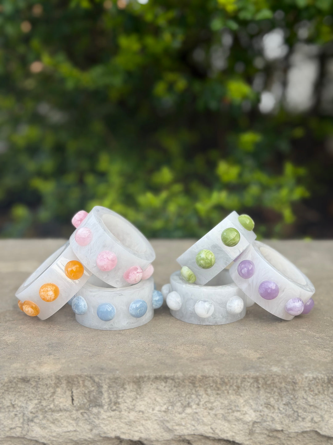 Paris Resin Napkin Rings - Frost / Grape (set of 2)