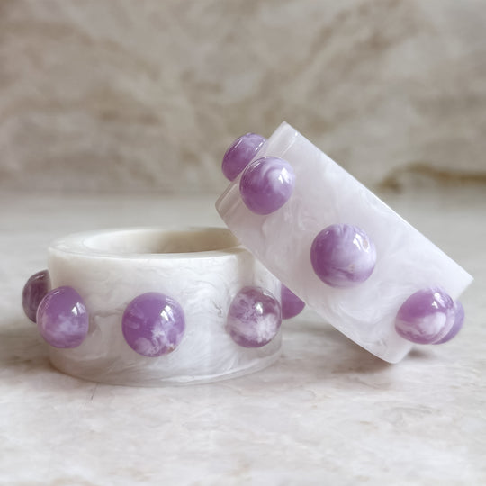Paris Resin Napkin Rings - Frost / Grape (set of 2)