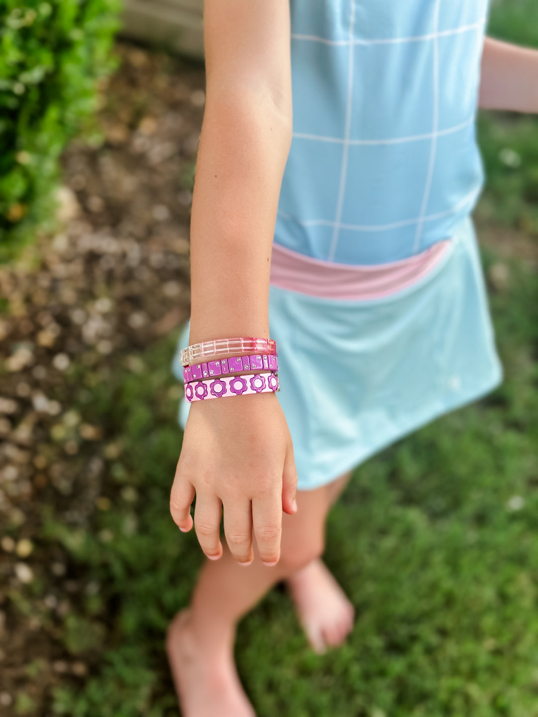 Charlotte Little Ladies Bracelet Stack - Tickled Pink & Purple