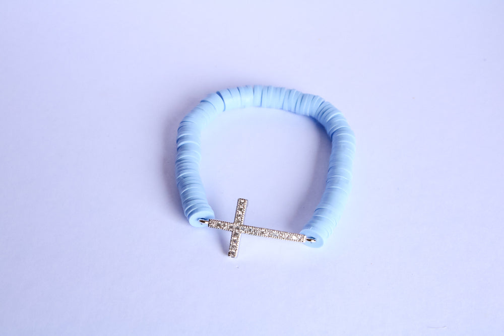 Ava Cross Bracelet - White