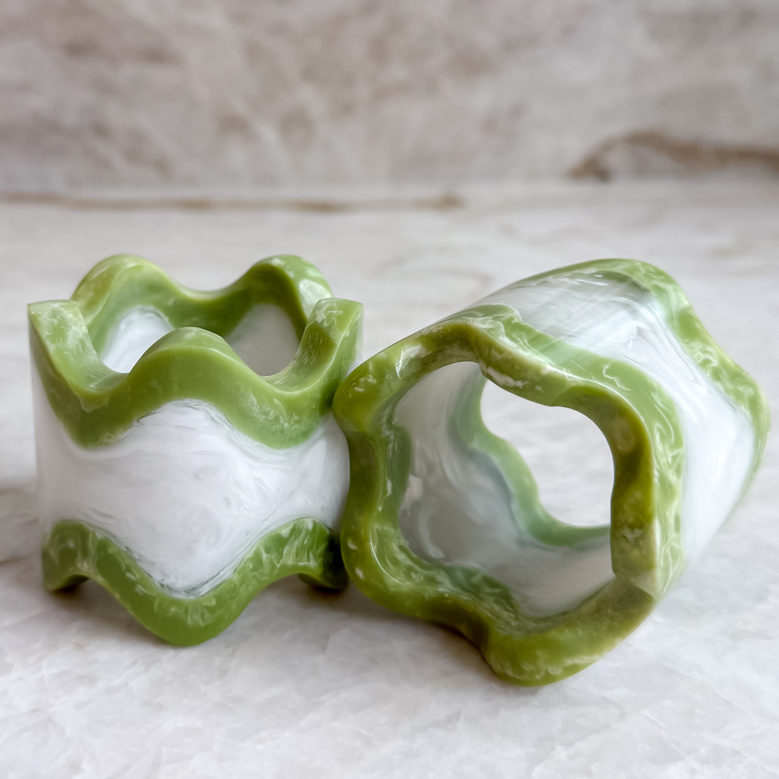 Roro Designs Monterrey Resin Napkin Rings - Frost / Lime (set of 2)