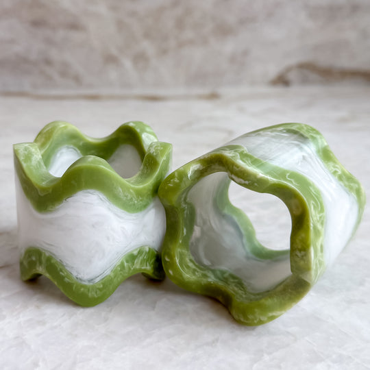 Monterrey Resin Napkin Rings - Frost / Lime (set of 2)