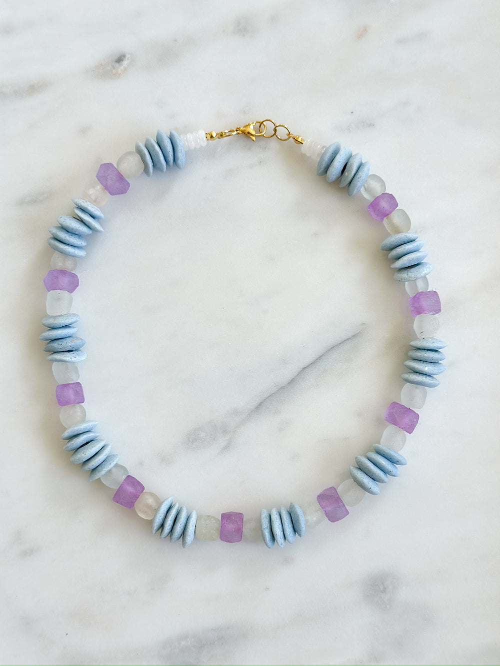 Juliet Beaded Necklace - Blue and Lavender