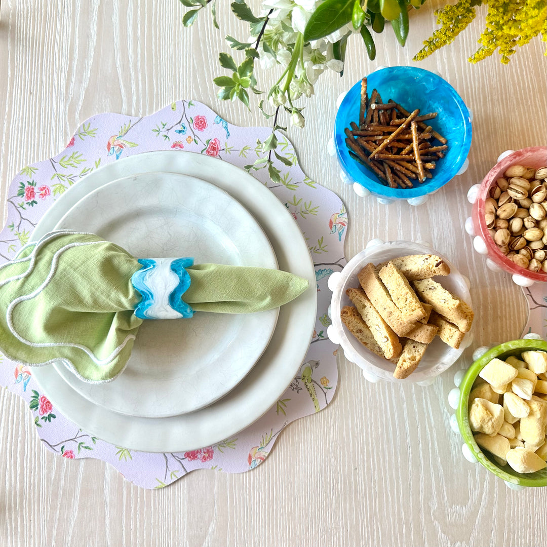 Wipeable Reversible Placemat - Purple Thistle + Lavender Chinoiserie