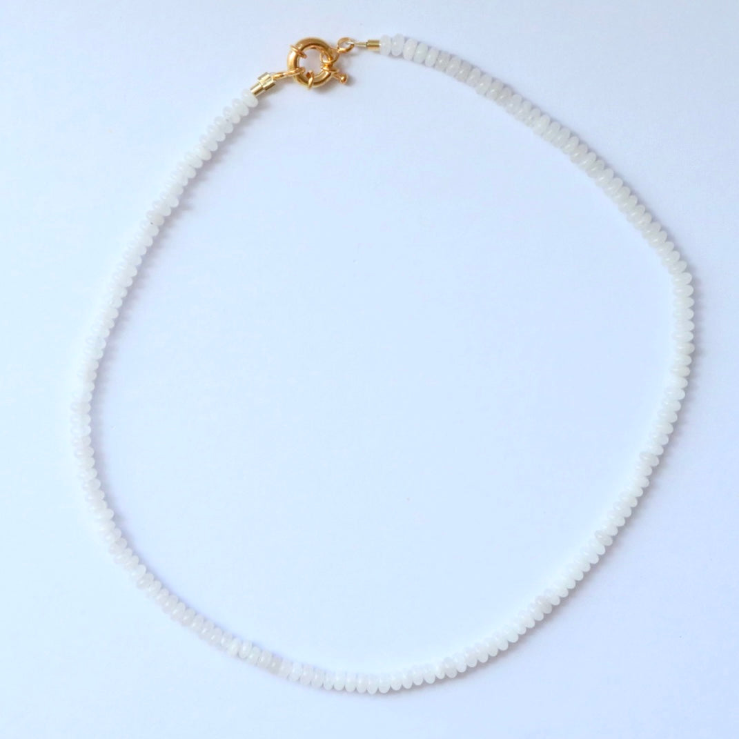 Luna Beaded Necklace - Clear Moonstone