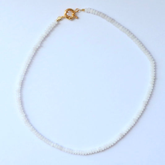 Luna Beaded Necklace - Clear Moonstone