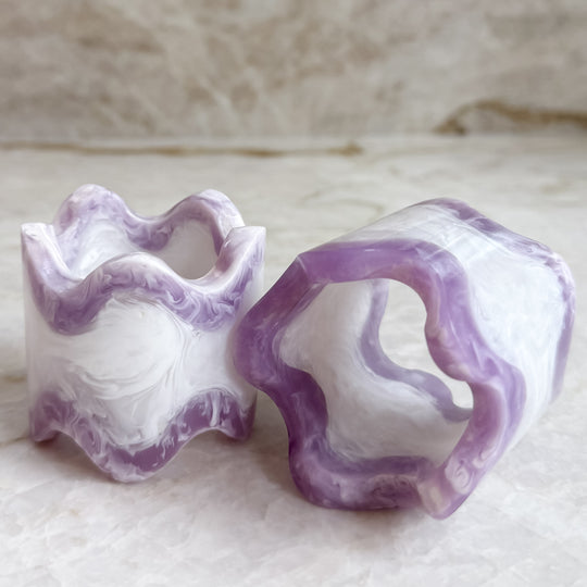 Monterrey Resin Napkin Rings - Frost / Grape (set of 2)