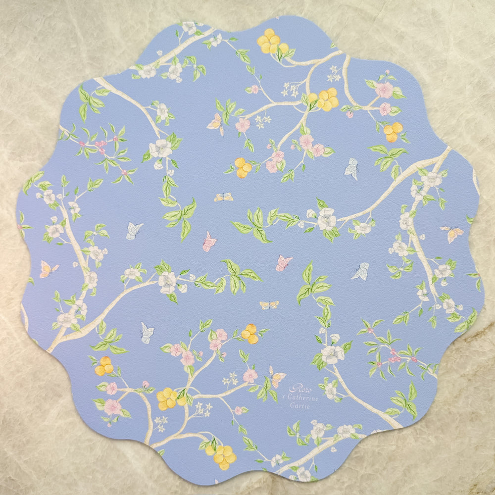 Wipeable Reversible Placemat - Green Jungle + Blue Chinoiserie