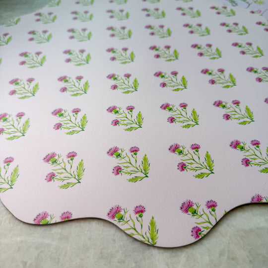 Wipeable Reversible Placemat - Purple Thistle + Lavender Chinoiserie