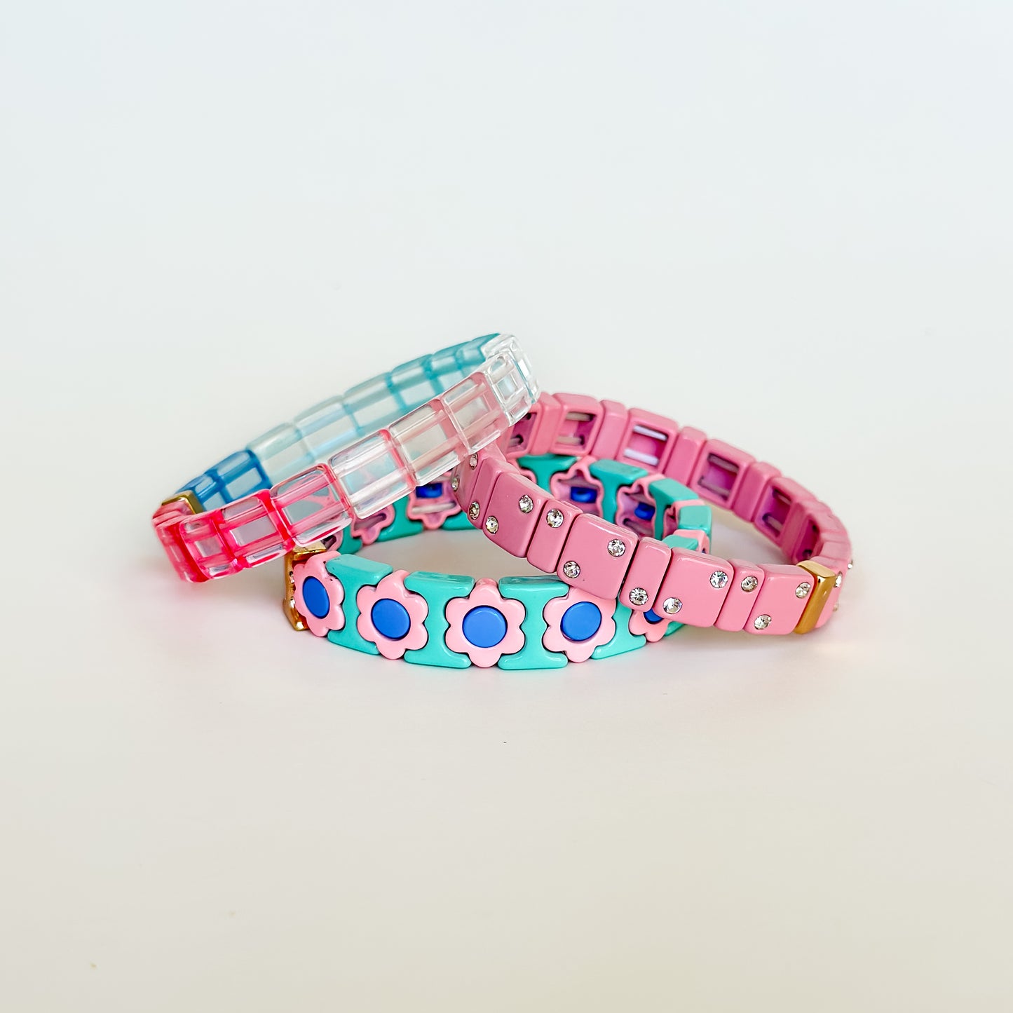 Charlotte Little Ladies Bracelet Stack - Pixie Pink & Blue