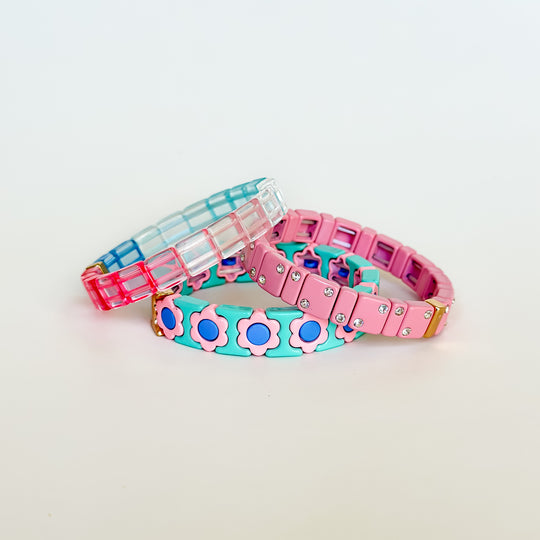 Charlotte Little Ladies Bracelet Stack - Pixie Pink & Blue