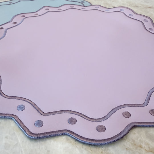Wipeable Reversible Embroidered Placemats - Lavender + Mist (Set of 2)