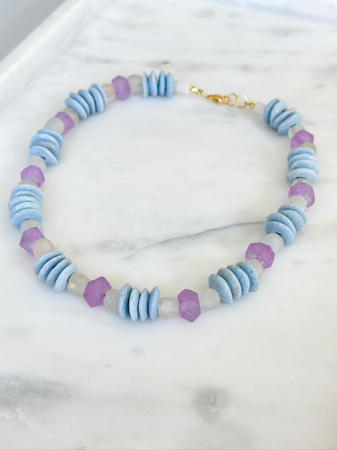 Juliet Beaded Necklace - Blue and Lavender