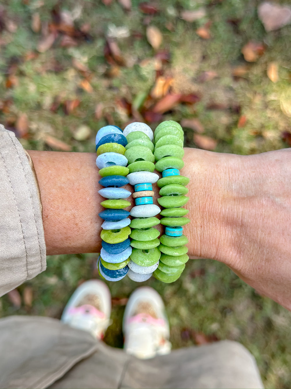 Julia Ashanti Bracelet - Green, White & Turquoise