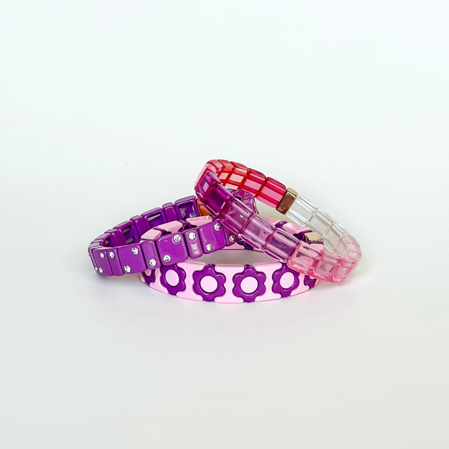 Charlotte Little Ladies Bracelet Stack - Tickled Pink & Purple