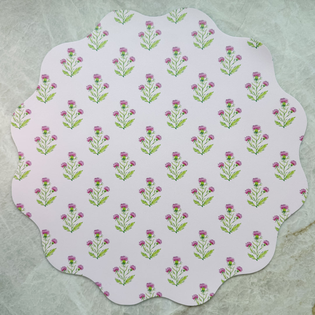 Wipeable Reversible Placemat - Purple Thistle + Lavender Chinoiserie
