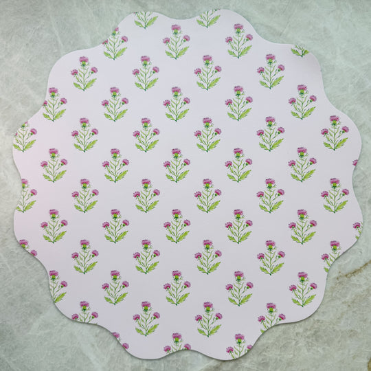 Wipeable Reversible Placemat - Purple Thistle + Lavender Chinoiserie