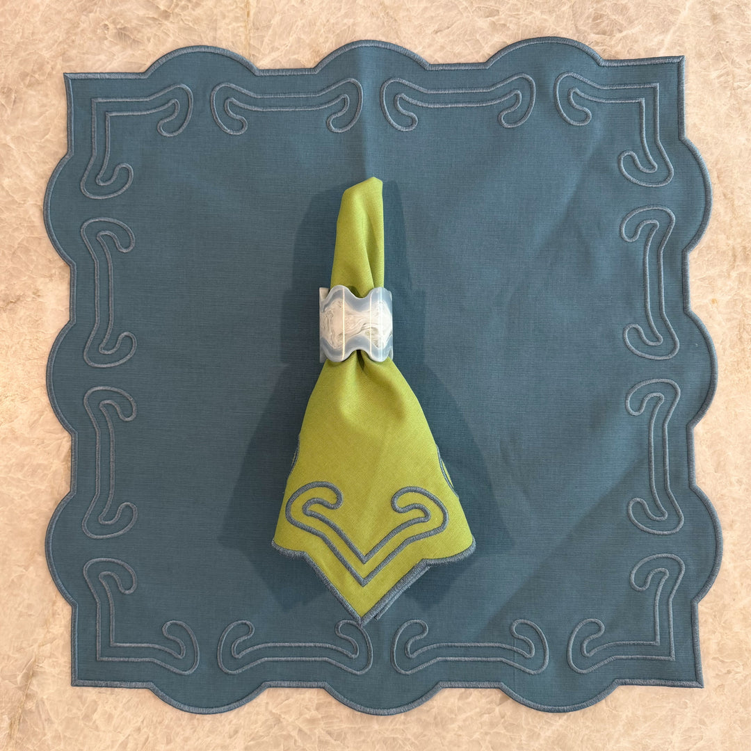 20” Reversible Napkins - Slate Blue + Pistachio (set of 2)